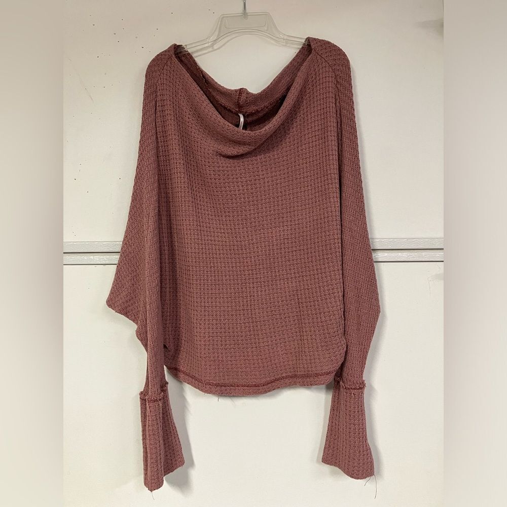 Free People Mercury Waffle Weave Long-Sleeve Sweater Mauve Medium